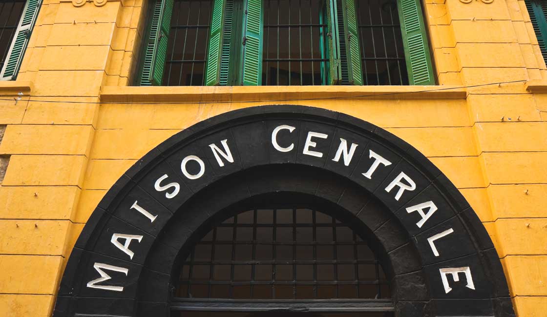 The entrance to the colonial building